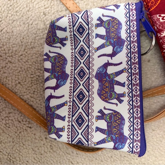 Elephant Print Crossbody Bag Set - Pink, Red, Blue, Purple Handmade In Thailand - Picture 2 of 8